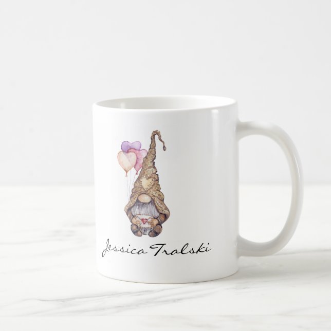Taza De Café Gnome del corazón personalizado (Derecha)