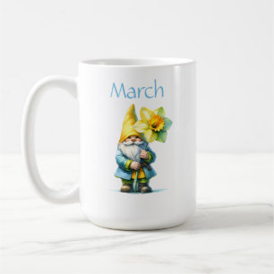 Taza De Café Gnome del Jardín de Marzo Personalizado