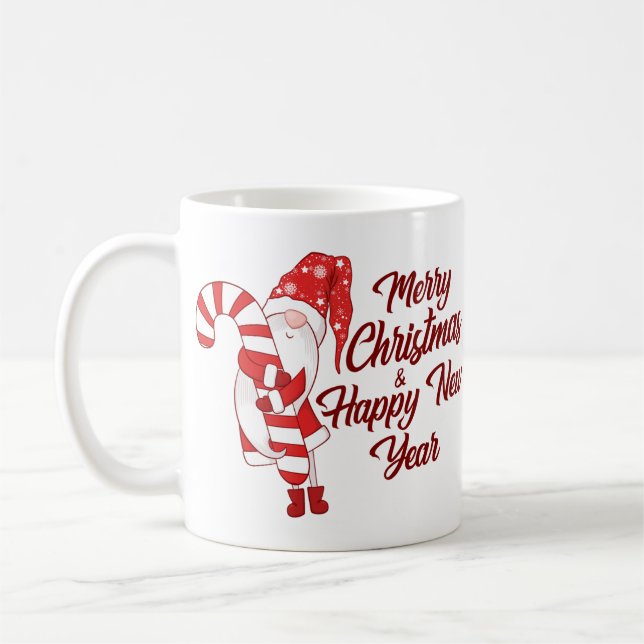 Taza De Café Gnome Hugging Candy Cane Holiday (Izquierda)