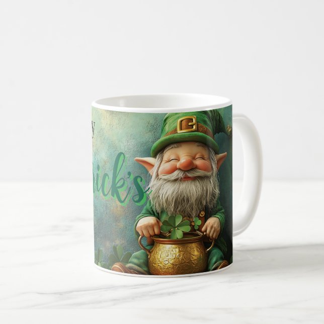 Taza De Café Gnome Leprechaun y Pot of Gold St. (Anverso derecho)