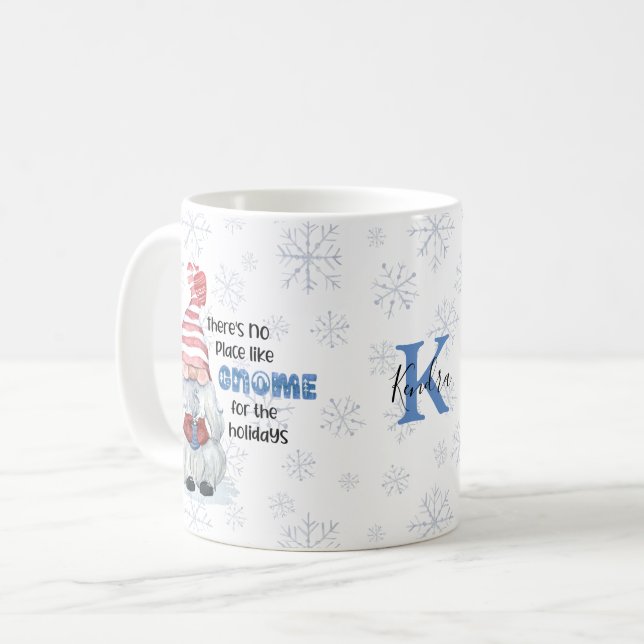 Taza De Café GNOME PARA EL Nombre Del Monograma De Las VACACION (Anverso izquierdo)