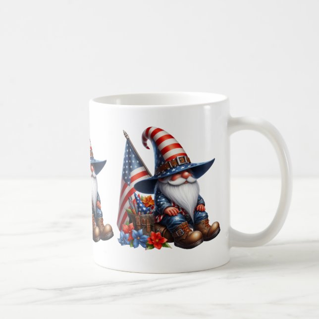 Taza De Café Gnome Patriótico Coffee Mug (Derecha)