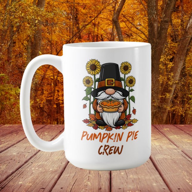 Taza De Café Gnome Pilgrim Pumpkin Pie Crew Acción de Gracias (Subido por el creador)