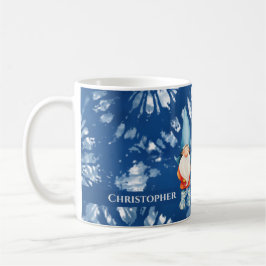 Taza De Café Gnome Whimsical Tie Dye Blue Monograma