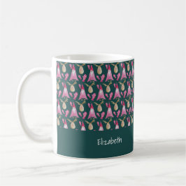 Taza De Café Gnome Y Reno Con Guante Rosa