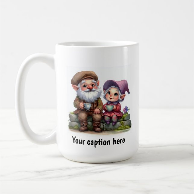 Taza De Café Gnomes alegres disfrutando de una pausa para el ca (Izquierda)