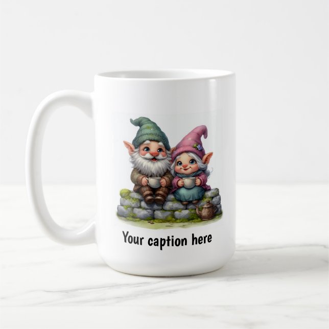 Taza De Café Gnomes alegres disfrutando de una pausa para el ca (Izquierda)