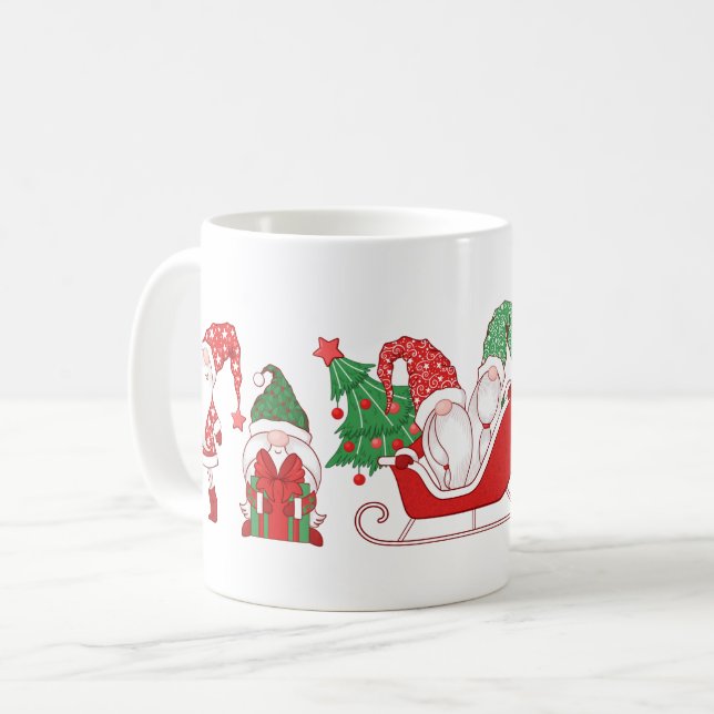Taza De Café Gnomes Christmas Parade Sleigh & Gifts (Anverso izquierdo)