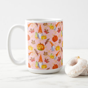 Taza De Café Gnomes De Acuarela, Calabazas Y Hojas