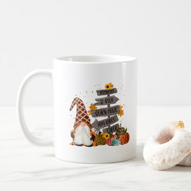 Taza De Café Gnomes de Halloween, otoño, calabazas (Con donut)