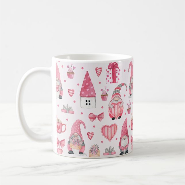 Taza De Café Gnomes el día de San Valentín con corazón (Izquierda)