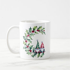 Taza De Café Gnomes navidades sentados en Holly Berry Twig Mug