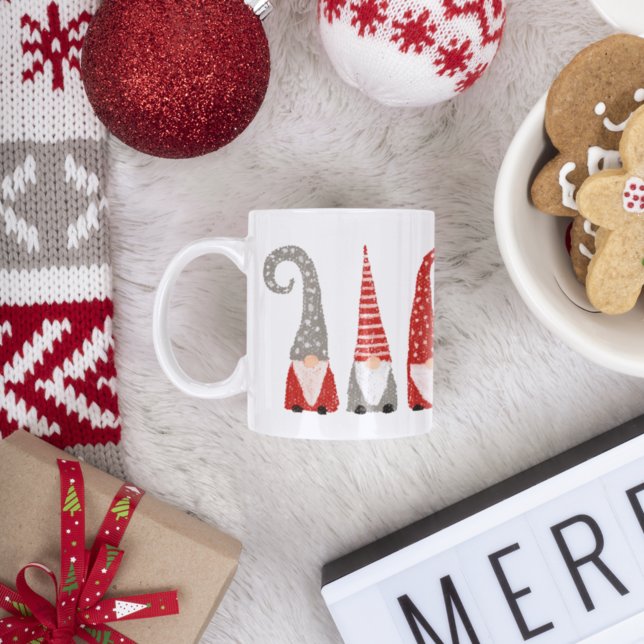 Taza De Café Gnomes nórdicos Gris blanco rojo navidades (Subido por el creador)