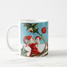 Taza De Café Gnomes painting holly berries in the snow