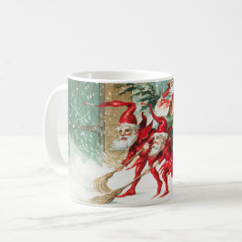 Taza De Café Gnomes sweeping snow with a broom