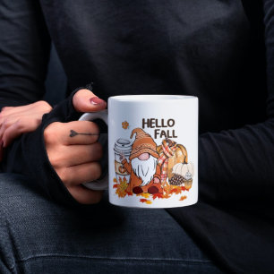 Taza De Café Gnomes y calabaza de especias lata Hola otoño