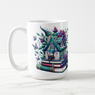 Taza De Café Gnomo Con Libros