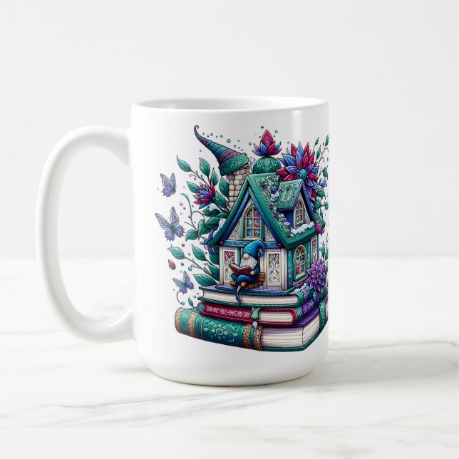 Taza De Café Gnomo Con Libros  (Izquierda)