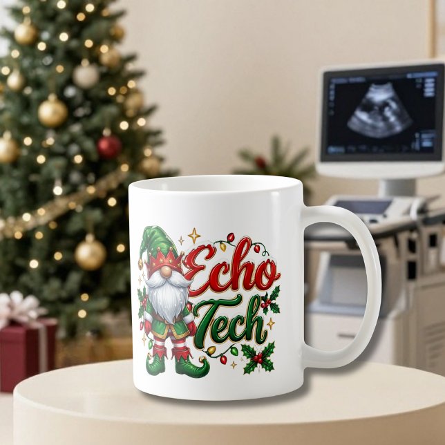 Taza De Café Gnomo de Navidad Echo Tech (Christmas Gnome Echo Tech Coffee Mug)