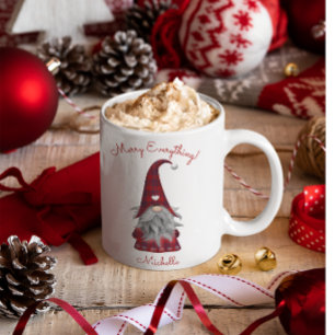 Taza De Café Gnomo Elfo de Navidad Personalizado Rústico Lindo