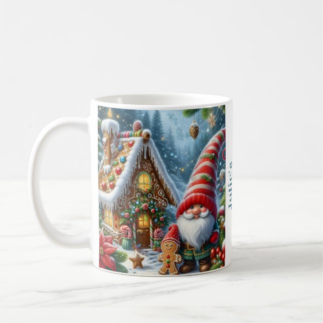 Taza De Café Gnomo para Navidad Personalizado (Izquierda)