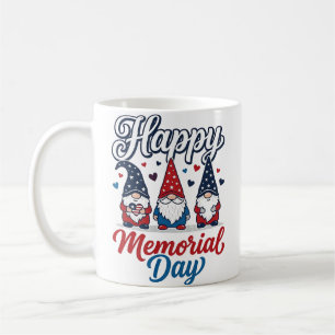 Taza De Café Gnomo Patriótico Feliz Día de los Caídos Camiseta 