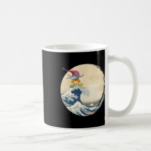Taza De Café Gnomo surfista montando la gran ola de Kanagawa -