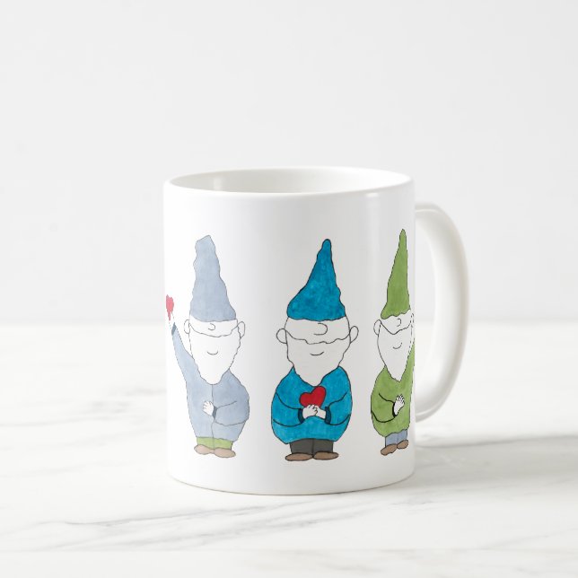 Taza De Café Gnomos Con Corazones (Anverso derecho)