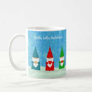 Taza De Café Gnomos de Navidad con vestidos coloridos y nieve
