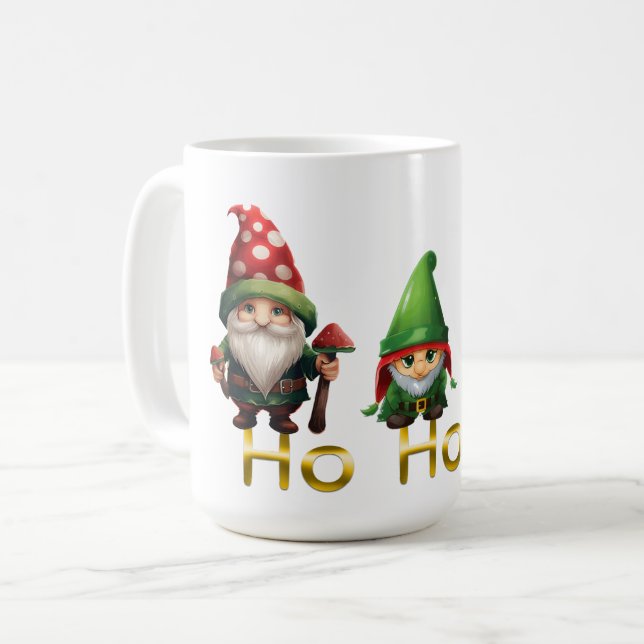Taza De Café Gnomos Ho Ho Ho Navidad (Anverso izquierdo)