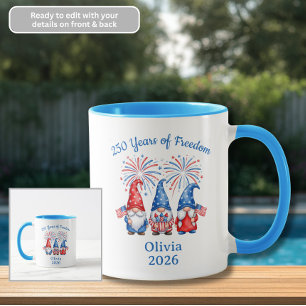 Taza De Café Gnomos Patrióticos 250 Años De Libert