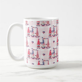 TAZA DE CAFÉ GNOMOS ROJOS BLANCOS Y AZULES PATRIÓTICOS ADORABLE