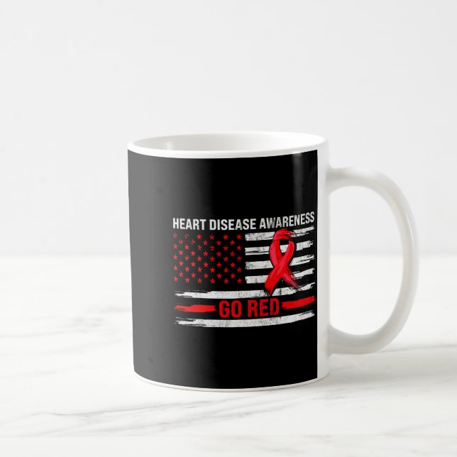 Taza De Café Go Red Heart Disease Suprt Flag - Heart Disease Aw (Derecha)