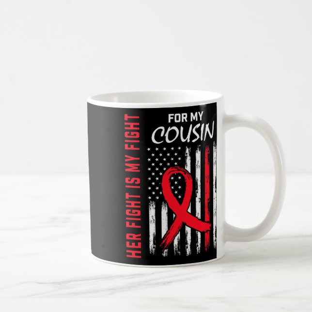 Taza De Café Go Red Her Fight Cousin Heart Disease Awareness Fl (Derecha)