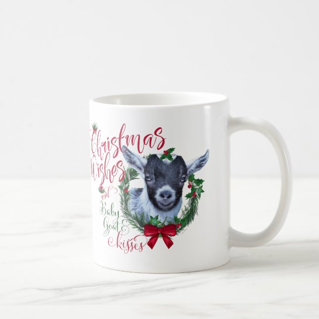 Taza De Café GOAT | Navidades Desean Besos De Cabra Bebé Pígmy (Derecha)