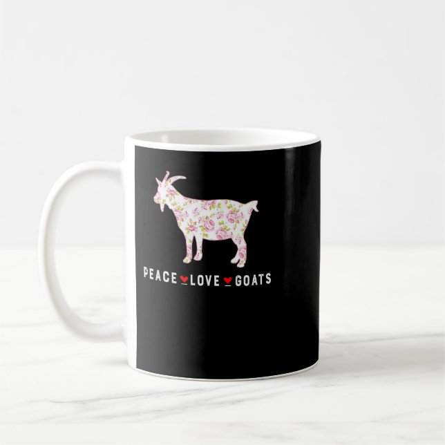 Taza De Café Goat Peace Love Goats Farm Goat Lover Chica Funny  (Izquierda)