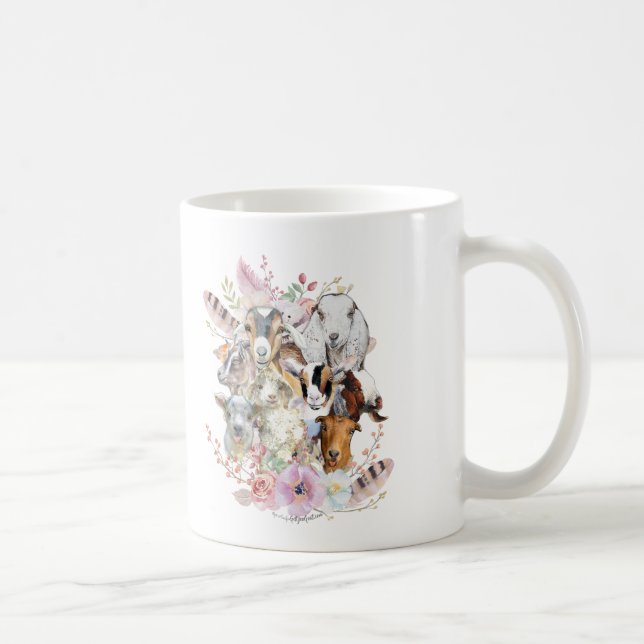 Taza De Café GOAT | Retratos de la cabra acuarela GetYerGoat™ (Derecha)