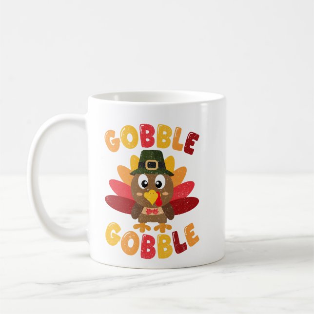 Taza De Café Gobble Gobble Acción de Gracias (Izquierda)