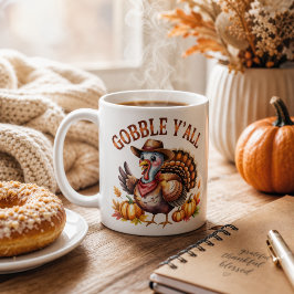 Taza De Café Gobble y'all día de acción de gracias occidental 