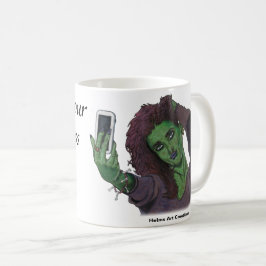 Taza De Café Goblin Chica Phone Selfie Fantasy Art Coffee Mug