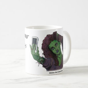Taza De Café Goblin Chica Phone Selfie Fantasy Art Coffee Mug