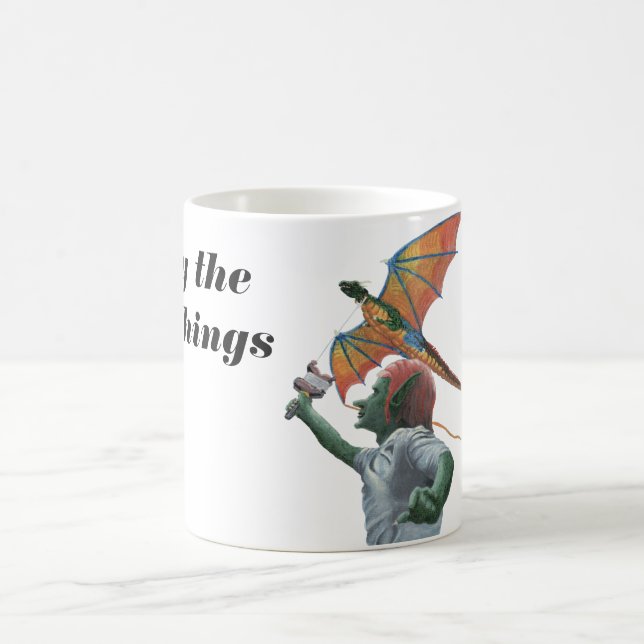 Taza De Café Goblin Flying Dragon Kite Fantasy Coffee Mug (Centro)