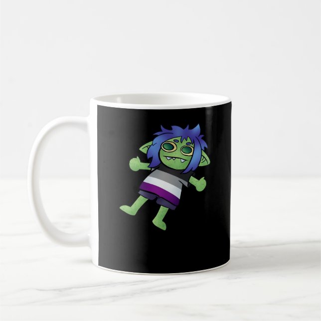 Taza De Café Goblincore Asexual Pride Goblin Classic (Izquierda)