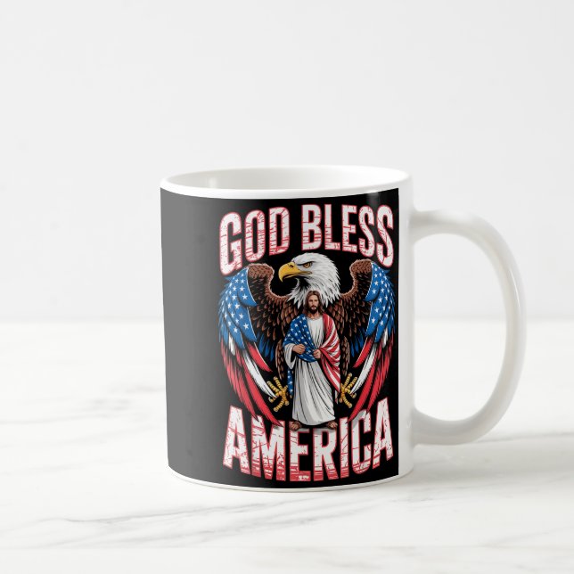 Taza De Café God Bless America Flag Jesus Christian Eagle Patri (Derecha)