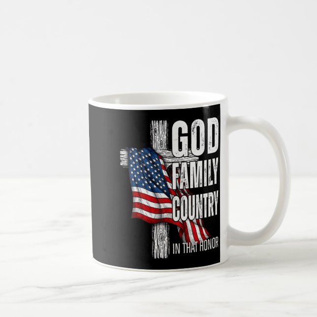 Taza De Café God Family Country American Flag Christian Patriot (Derecha)