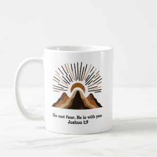 Taza De Café God is with you – Joshua 1:9   Boho mountains, min