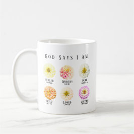 Taza De Café God Says I Am Affirmation Scripture Pastel Floral