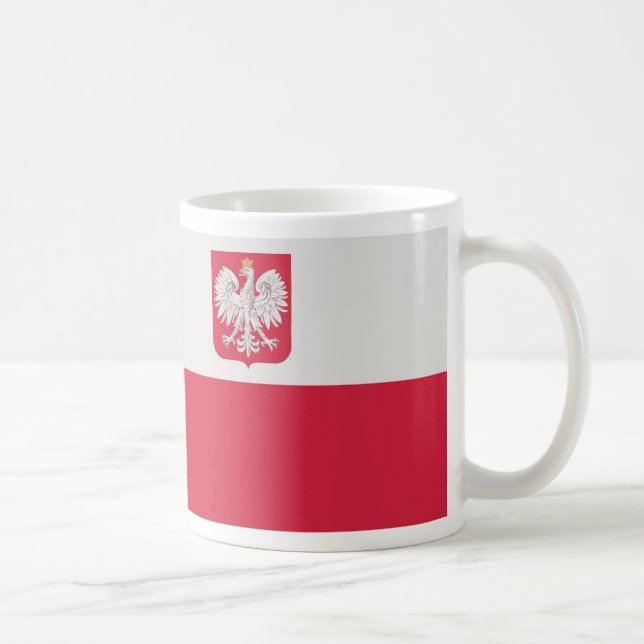 Taza De Café Godłem de Flaga Polski z - bandera de Polonia (Derecha)
