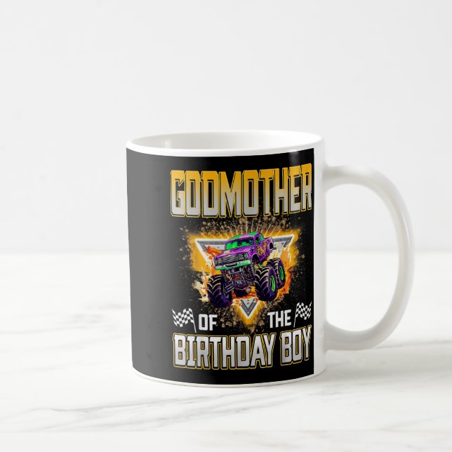Taza De Café Godmother Of The Birthday Boy Monster Truck Birthd (Derecha)