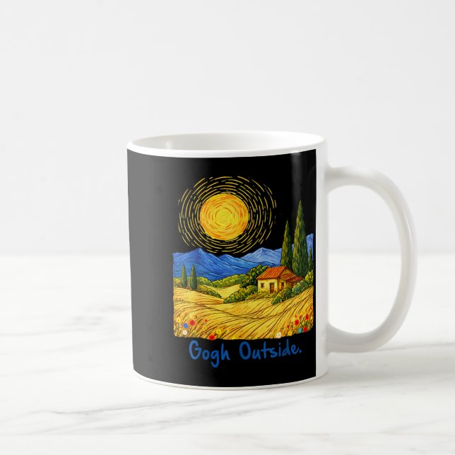 Taza De Café Gogh Outside Nature Lover Graphic Tee Funny Art Pu (Derecha)